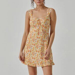 ASTR Lace Trimmed Linen Mini Dress, XS